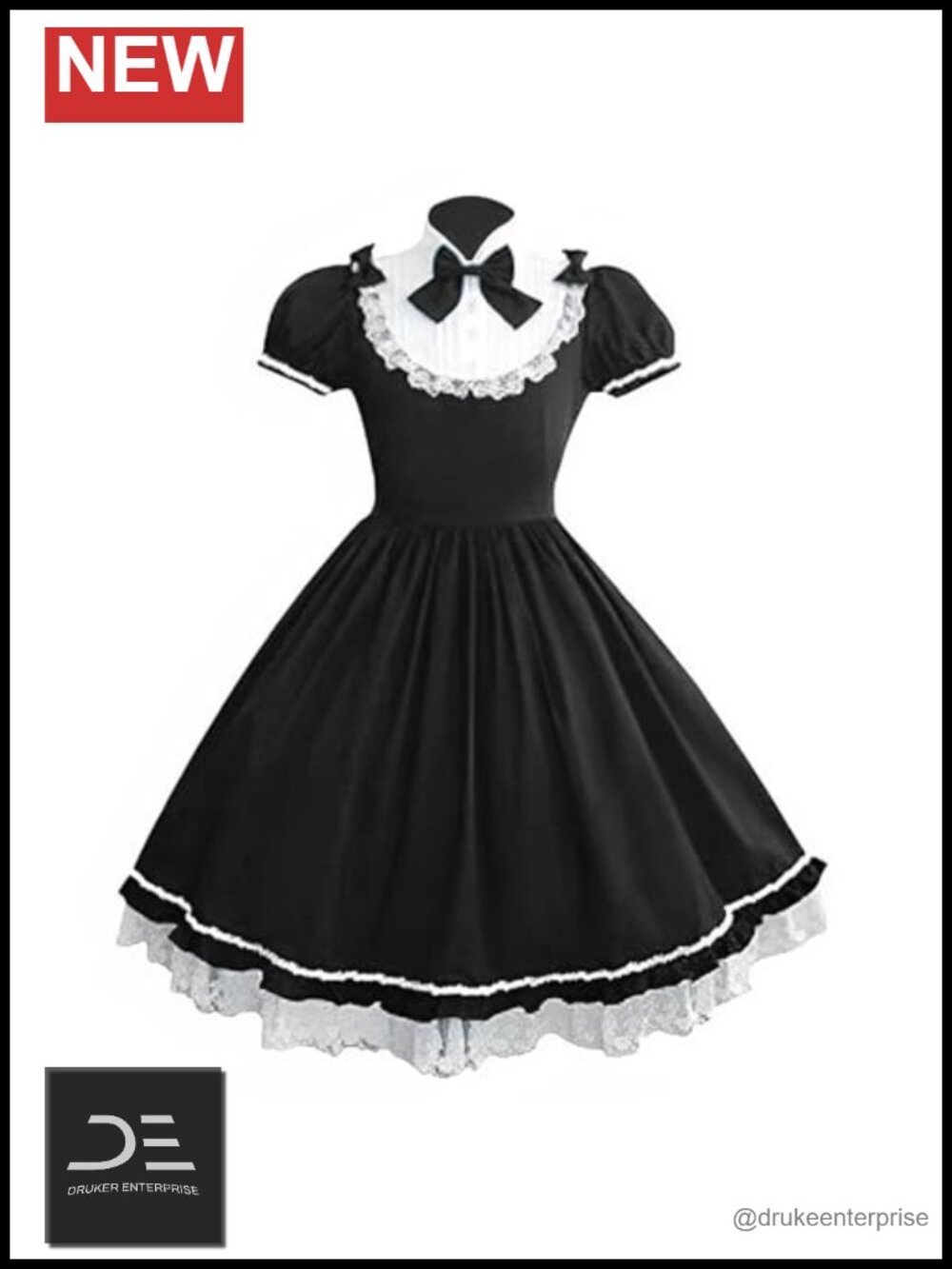 Lolita Dress Women's Stand Collar Short Sleeve Layered Anime Maid Cosplay